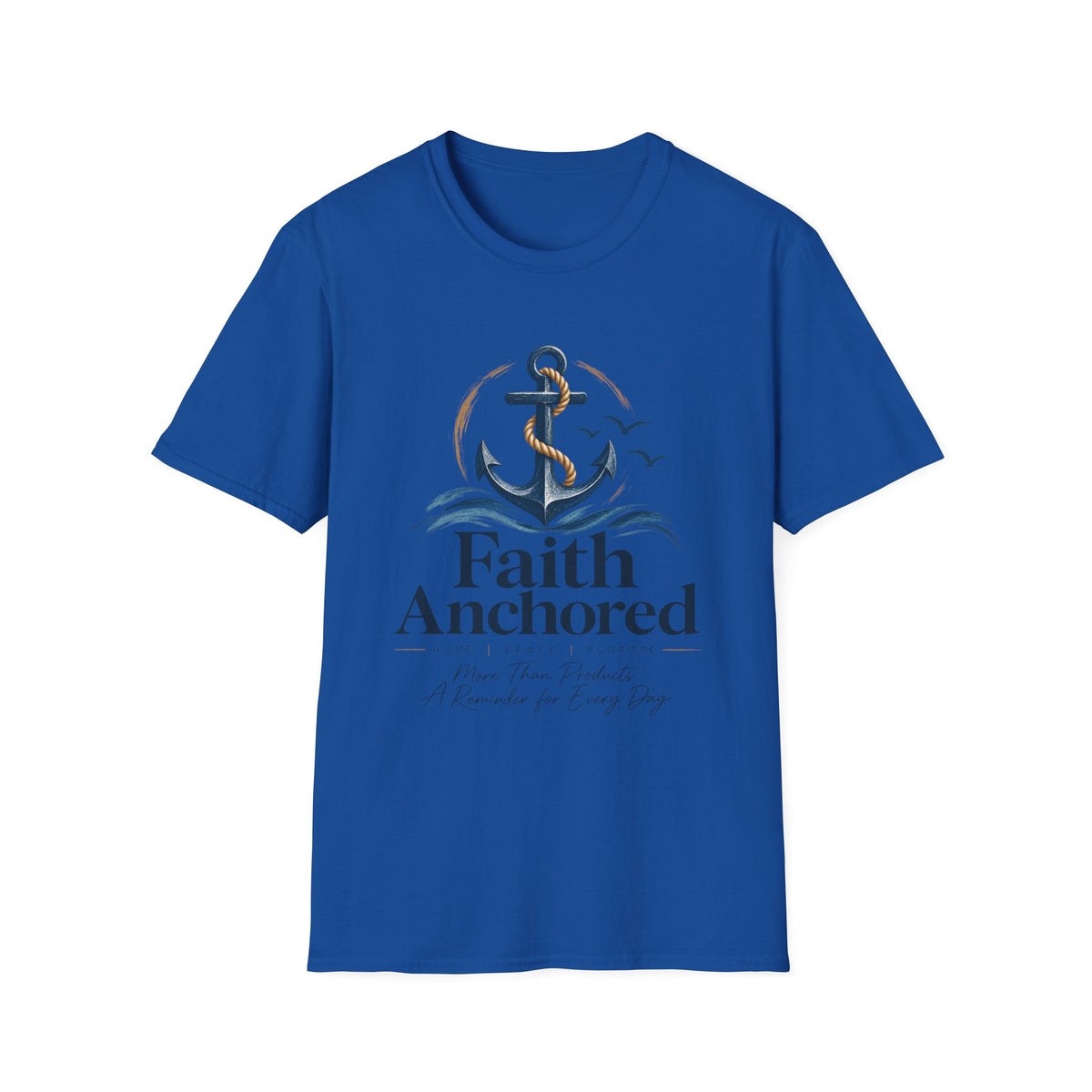 Faith Anchored T-Shirt — "Faith Anchored" Anchor & Waves Christian Tee