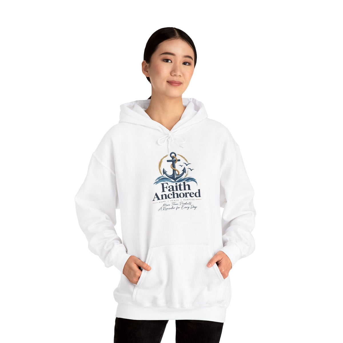 Faith Anchored Hoodie – Christian Anchor Sweatshirt, "Faith Anchored" Inspirational Pullover