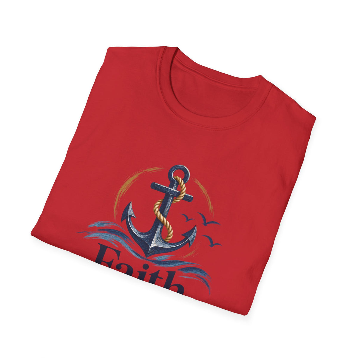 Faith Anchored T-Shirt — "Faith Anchored" Anchor & Waves Christian Tee