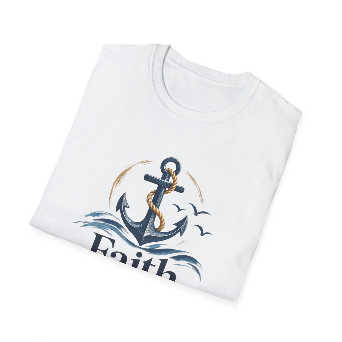 Faith Anchored T-Shirt — "Faith Anchored" Anchor & Waves Christian Tee