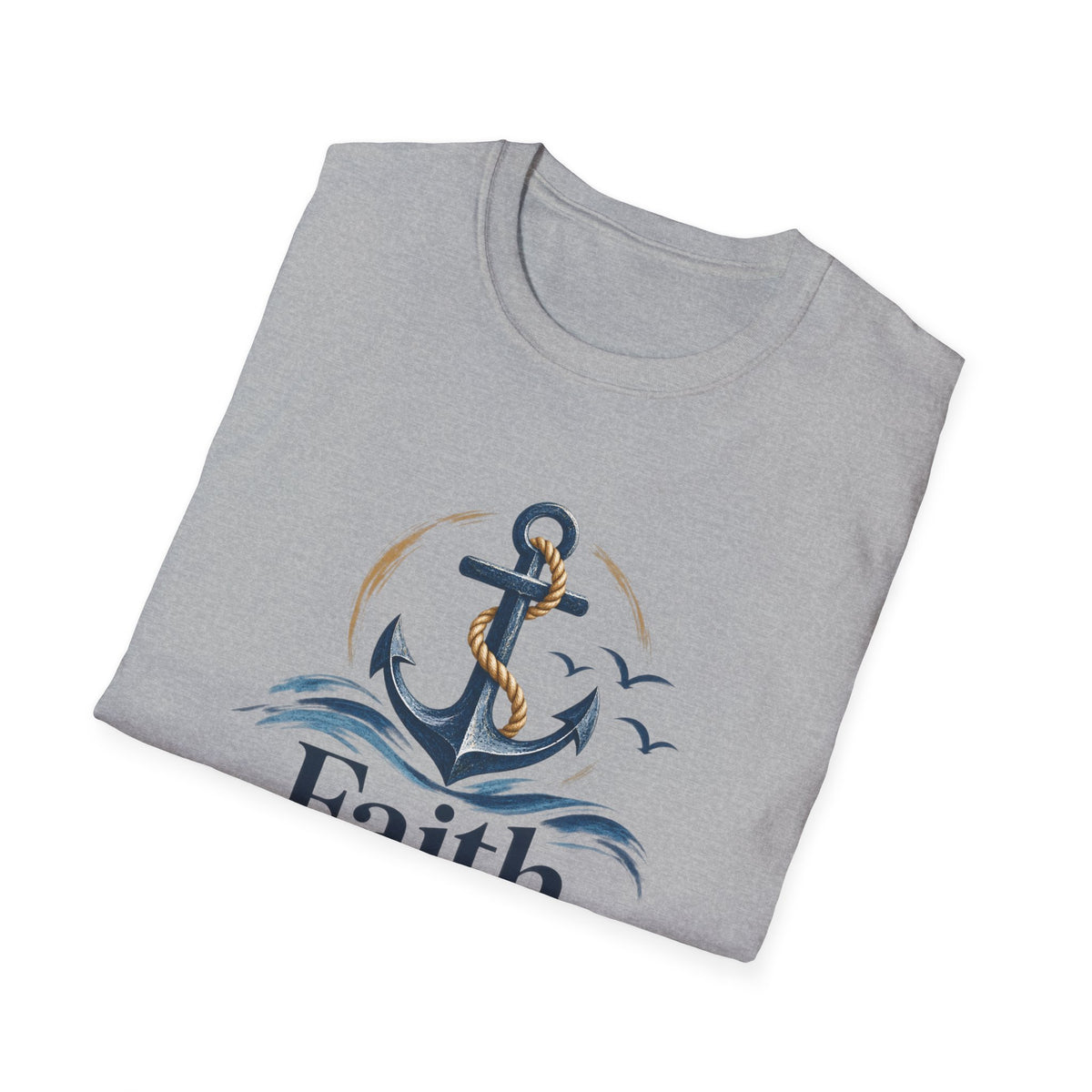 Faith Anchored T-Shirt — "Faith Anchored" Anchor & Waves Christian Tee